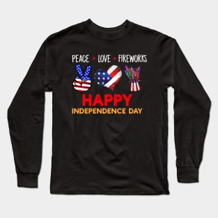 Peace Love Fireworks Shirt, Fireworks Shirt, Patriotic Shirt, 4th Of July Shirt, American Flag Shirt, Independence Day Long Sleeve T-Shirt